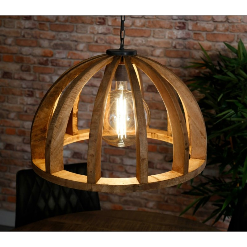 ZI Hanging lamp Ø60 curved wooden bars